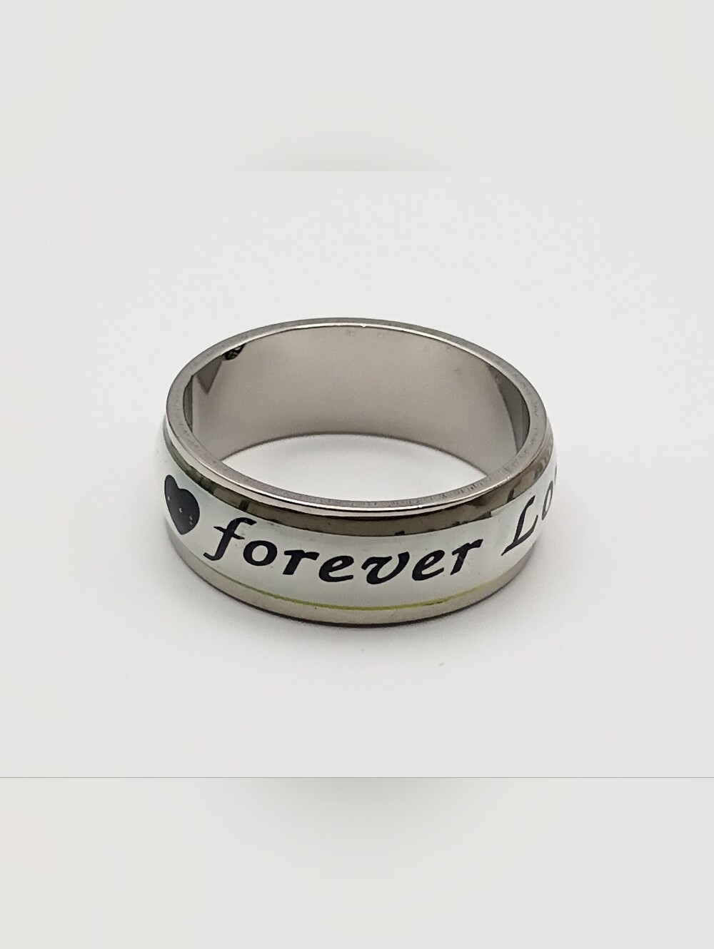 'forever Love' Stainless Steel Ring in Silver Size 7.5